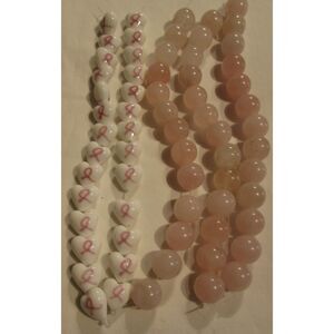 Beads 5 strings pink round beads flat beads jewelry making craft new